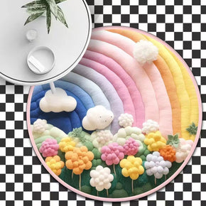 3D Round Thick Faux Cashmere Water-Absorbent Living Room Coffee Table Carpet Plush Bedroom mats 01
