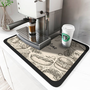 Vintage Checkered Absorbent Placemats For Kitchen, Coffee Machine, Bar