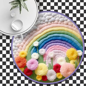 3D Round Thick Faux Cashmere Water-Absorbent Living Room Coffee Table Carpet Plush Bedroom mats 07