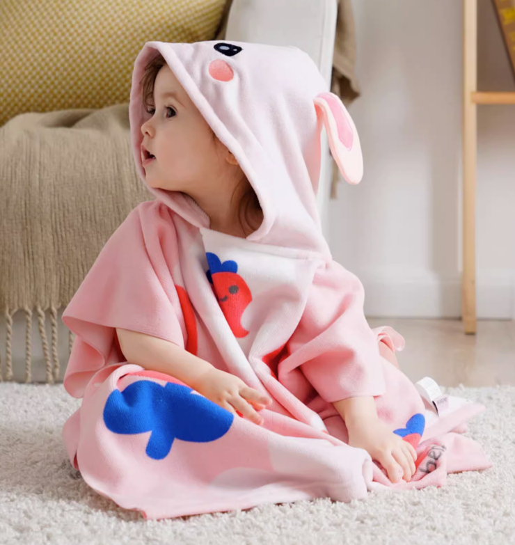 Comfortable Skin-friendly Lovely Rabbit Bathrobe Baby Children's Towels