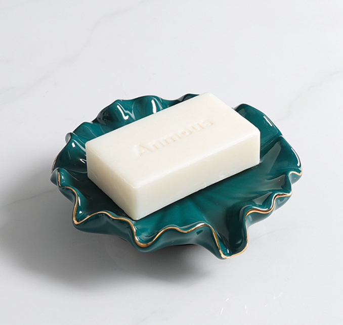Ceramic Lotus leaf Pattern Soap Dish Soap Holder