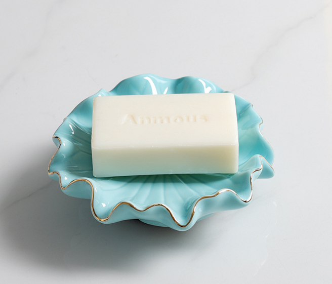 Ceramic Lotus leaf Pattern Soap Dish Soap Holder