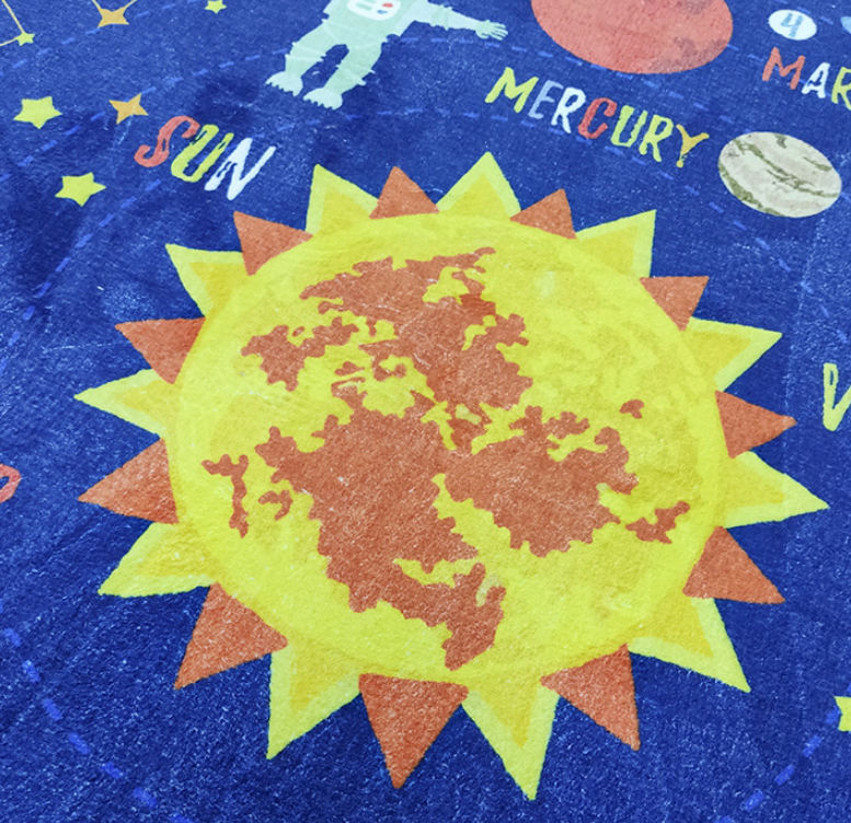 Cartoon Planet Kids Room Living Room Faux Cashmere Sofa Rug Carpet Bedroom Bedside Rug