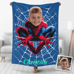 Custom Photo Blankets Personalized Photo Fleece Blanket Painting Style Blanket-Spideman01