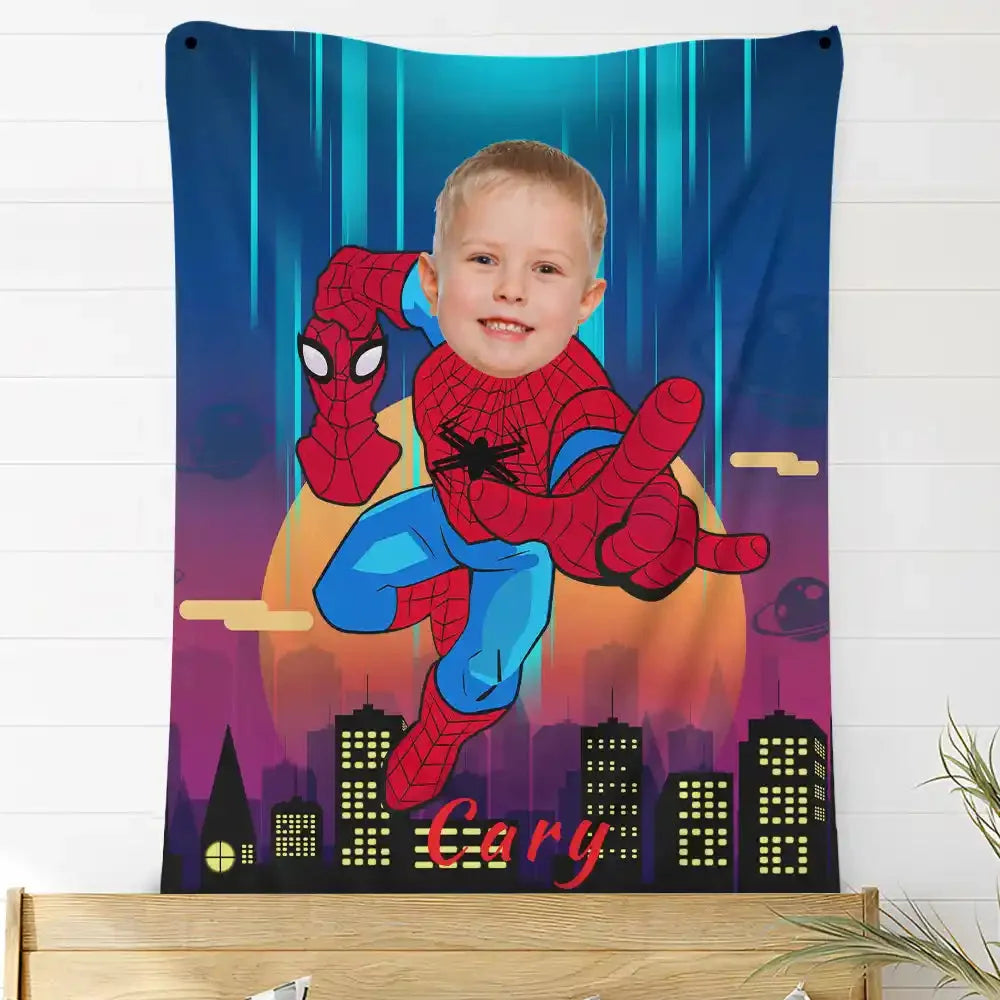 Custom Photo Blankets Personalized Photo Fleece Blanket Painting Style Blanket-Spideman10