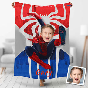 Custom Photo Blankets Personalized Photo Fleece Blanket Painting Style Blanket-Spideman12