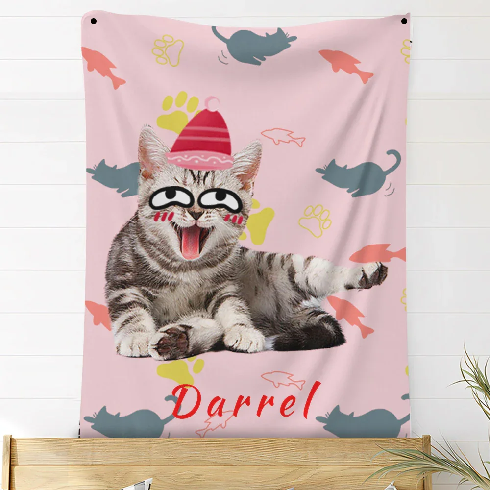 Custom Photo Blankets Personalized Photo Fleece Blanket Painting Style Blanket-For Pet 27