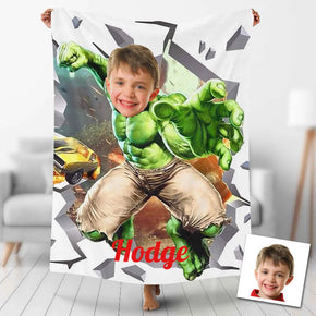 Custom Photo Blankets Personalized Photo Fleece Blanket Painting Style Blanket-The Incredible Hulk13