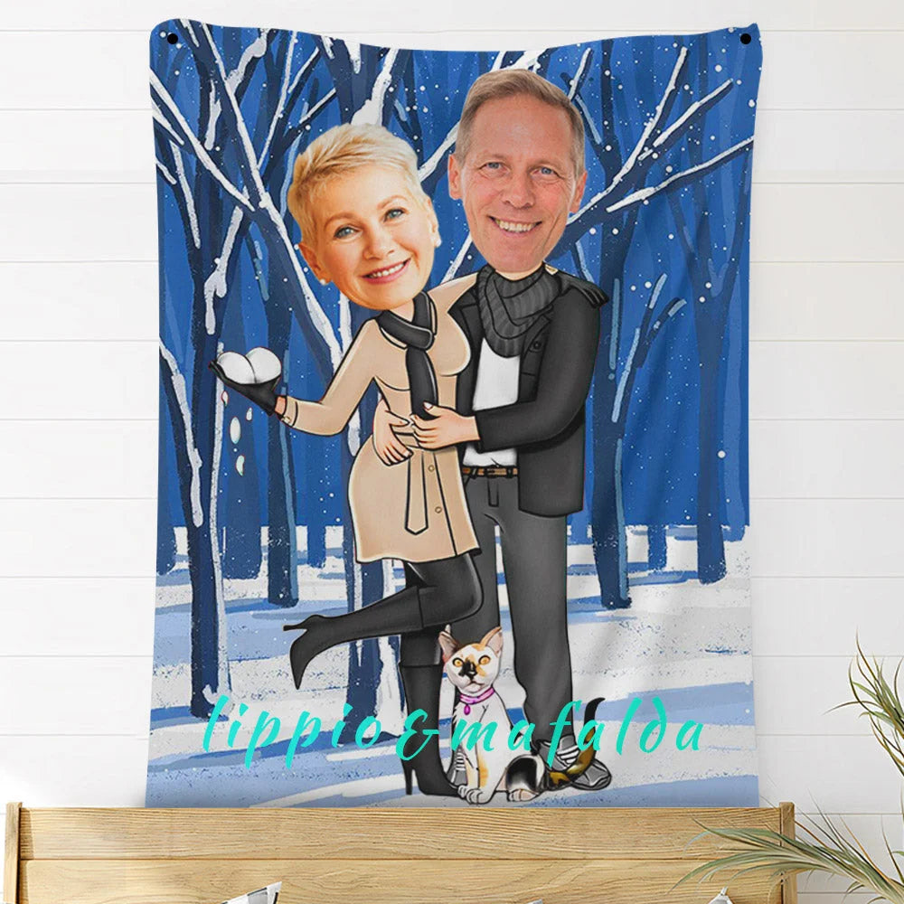 Custom Photo Blankets Personalized Photo Fleece Blanket Painting Style Blanket-For Couple 14