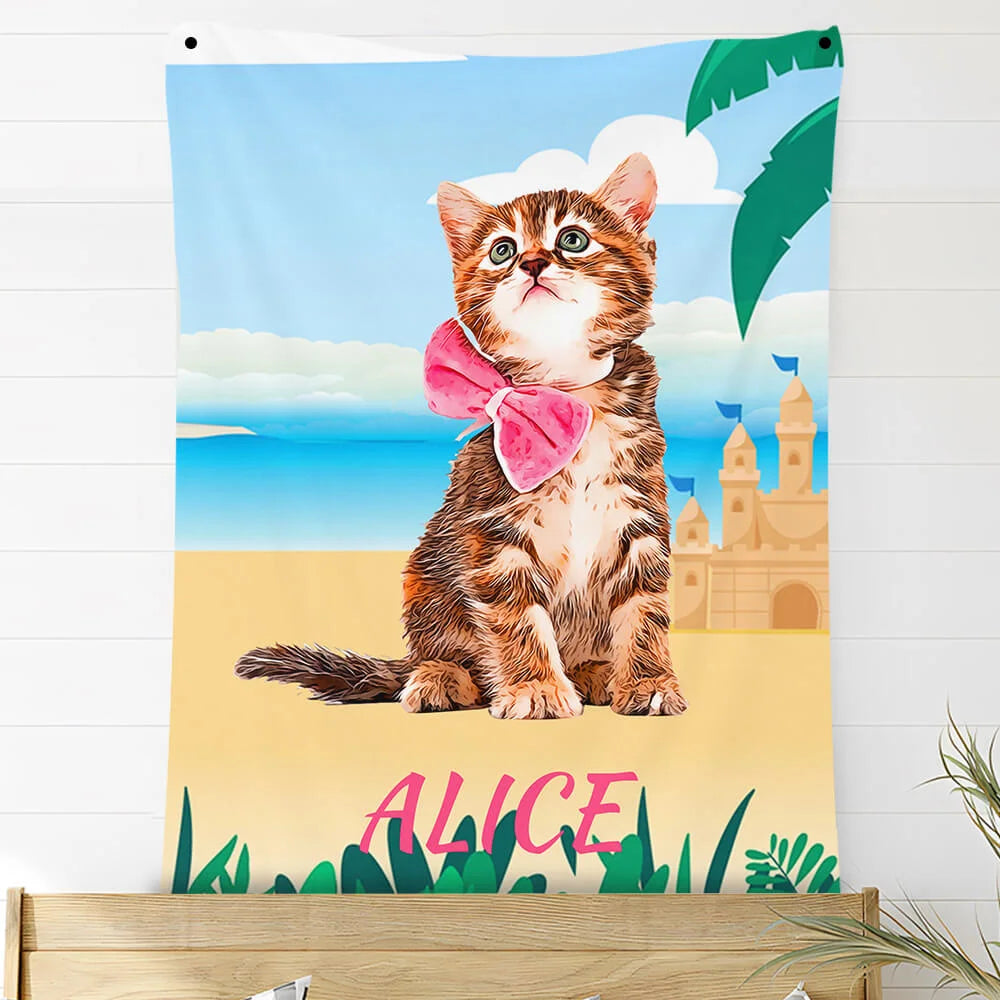 Custom Photo Blankets Personalized Photo Fleece Blanket Painting Style Blanket-For Pet 28