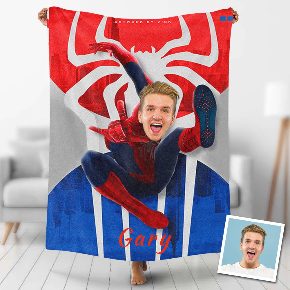 Custom Photo Blankets Personalized Photo Fleece Blanket Painting Style Blanket-Spideman12
