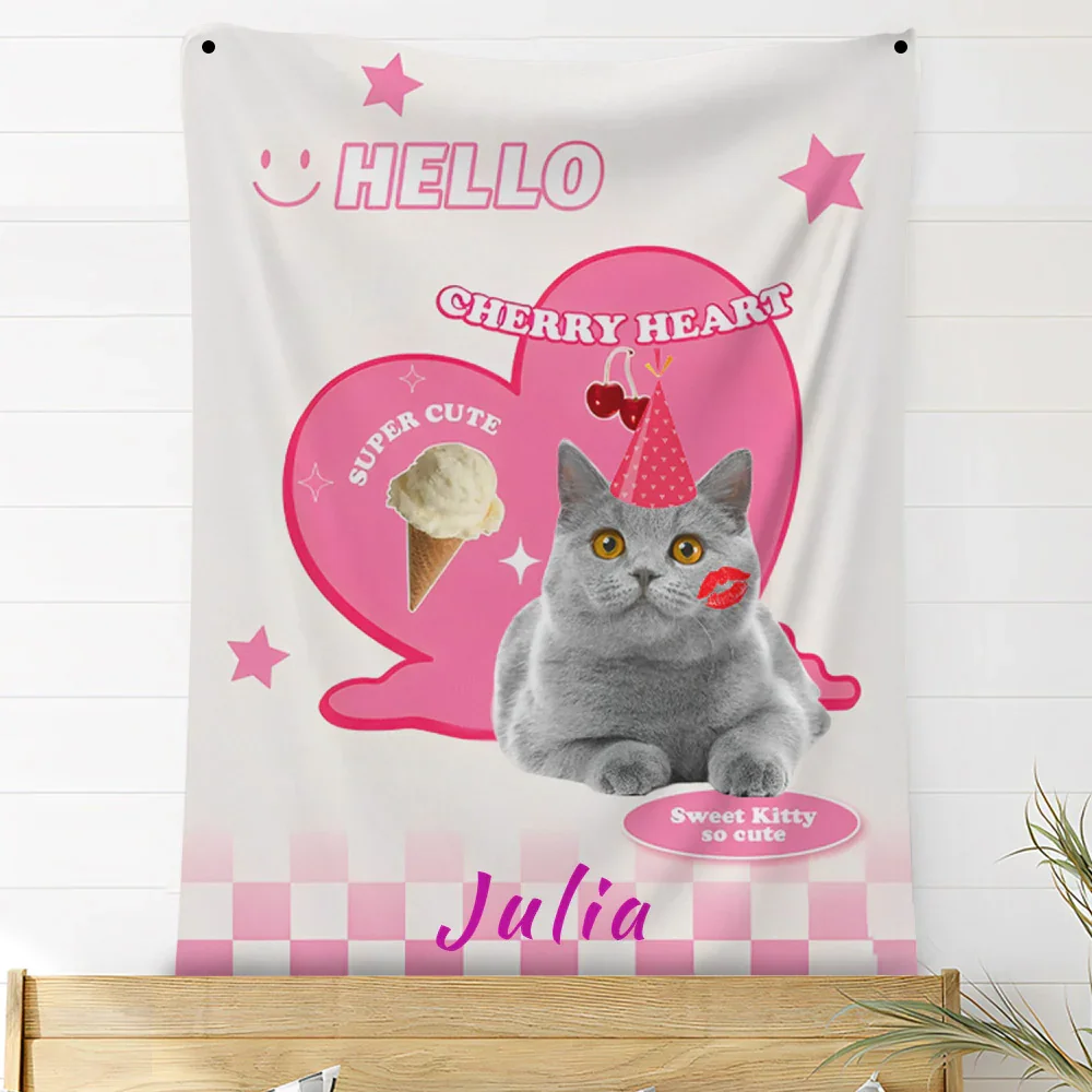Custom Photo Blankets Personalized Photo Fleece Blanket Painting Style Blanket-For Pet 06