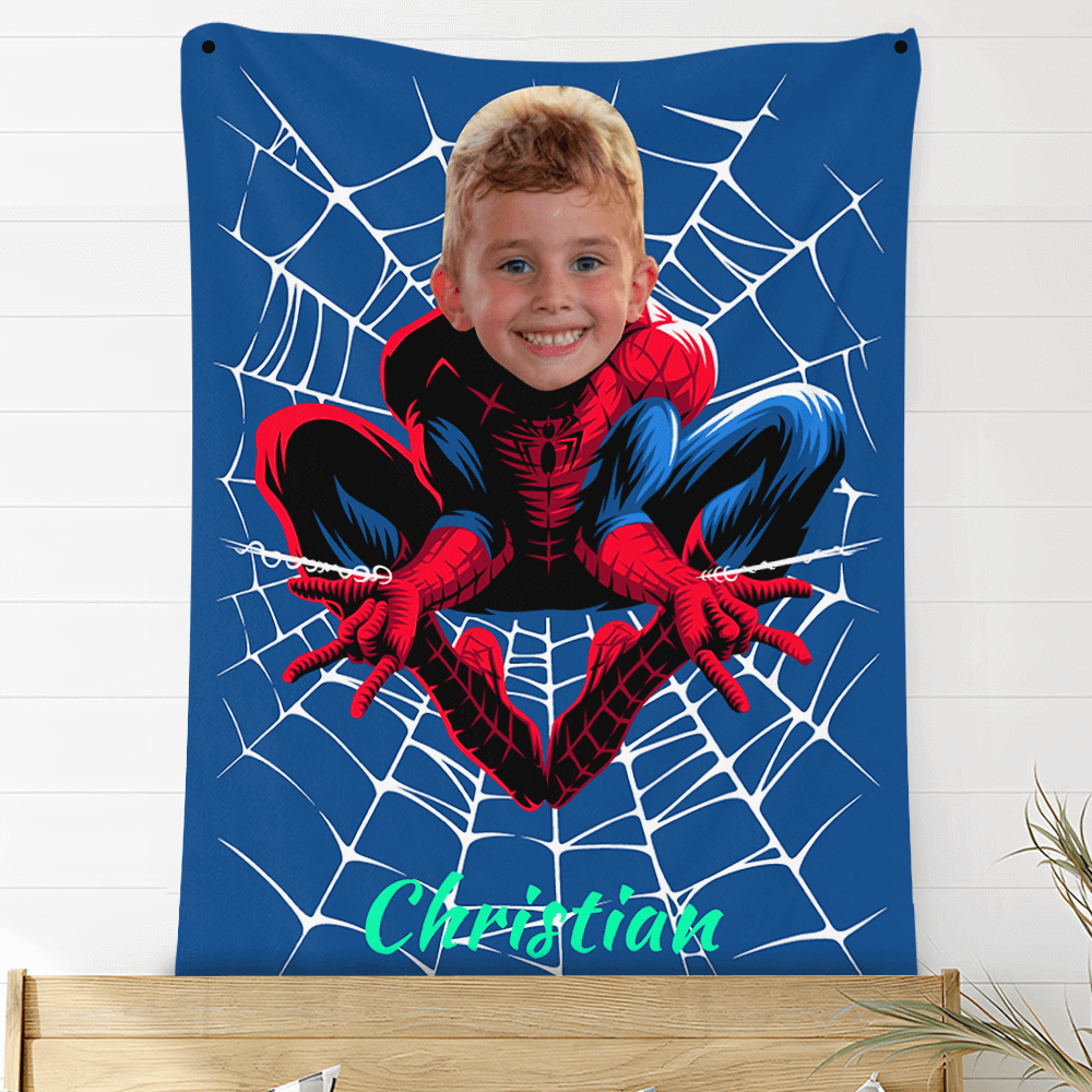Custom Photo Blankets Personalized Photo Fleece Blanket Painting Style Blanket-Spideman01