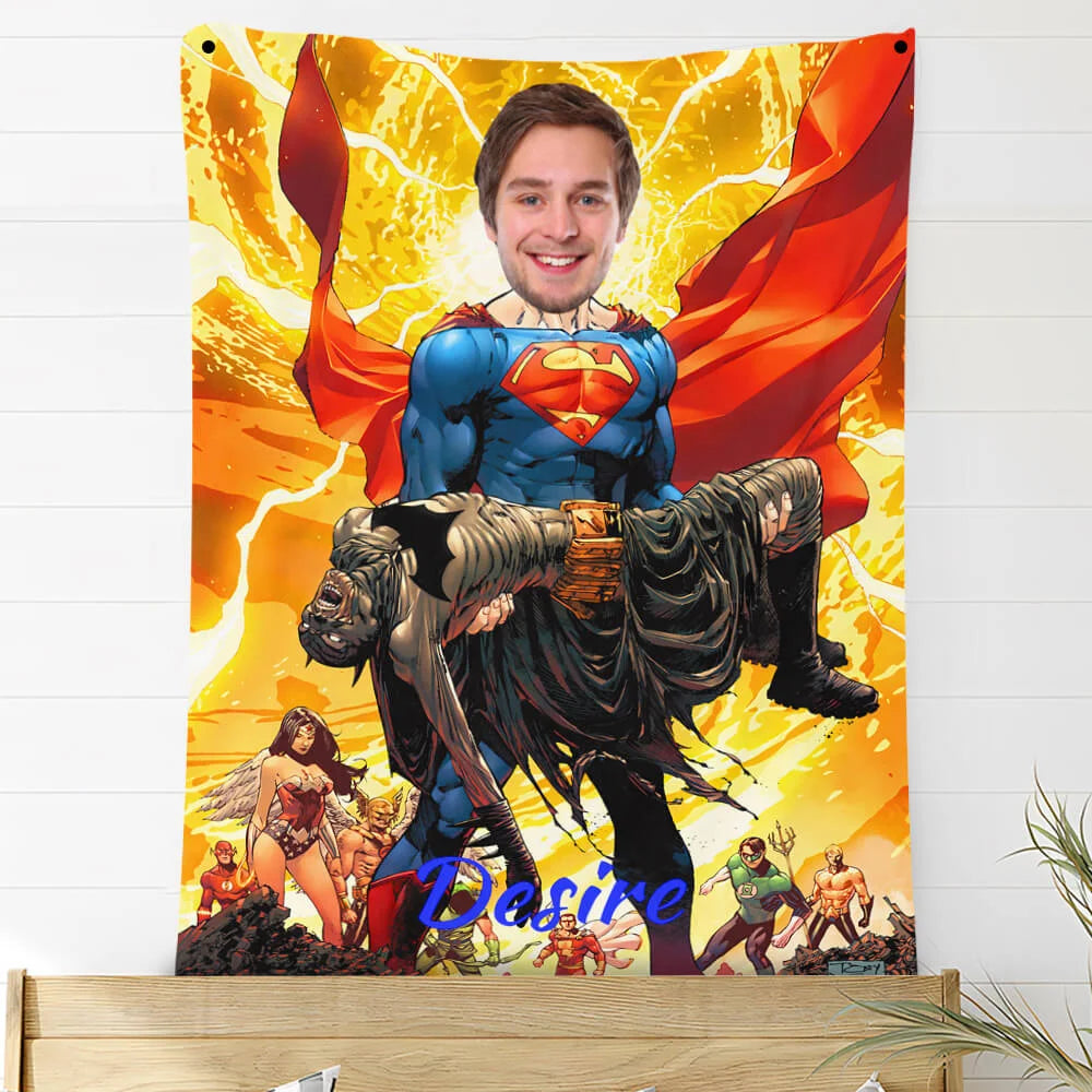 Custom Photo Blankets Personalized Photo Fleece Blanket Painting Style Blanket-Superman06