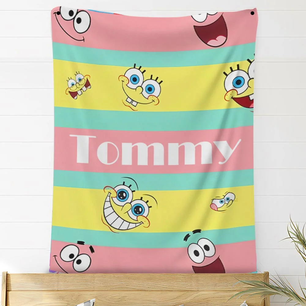 Custom Photo Blankets Personalized Photo Fleece Blanket Painting Style Blanket-Custom Your Name 09