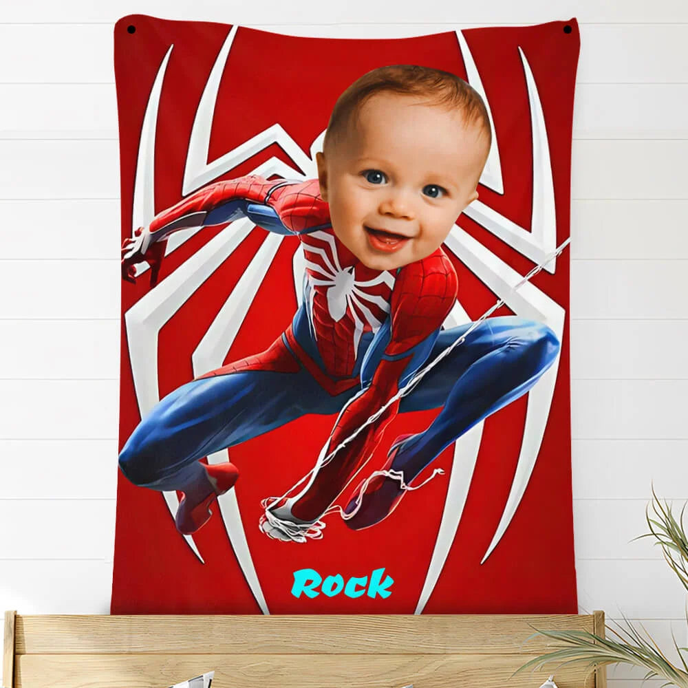 Custom Photo Blankets Personalized Photo Fleece Blanket Painting Style Blanket-Spideman06