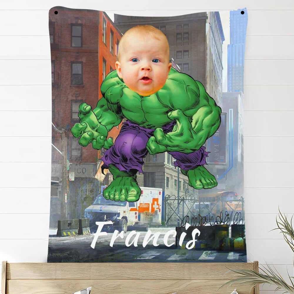 Custom Photo Blankets Personalized Photo Fleece Blanket Painting Style Blanket-The Incredible Hulk11