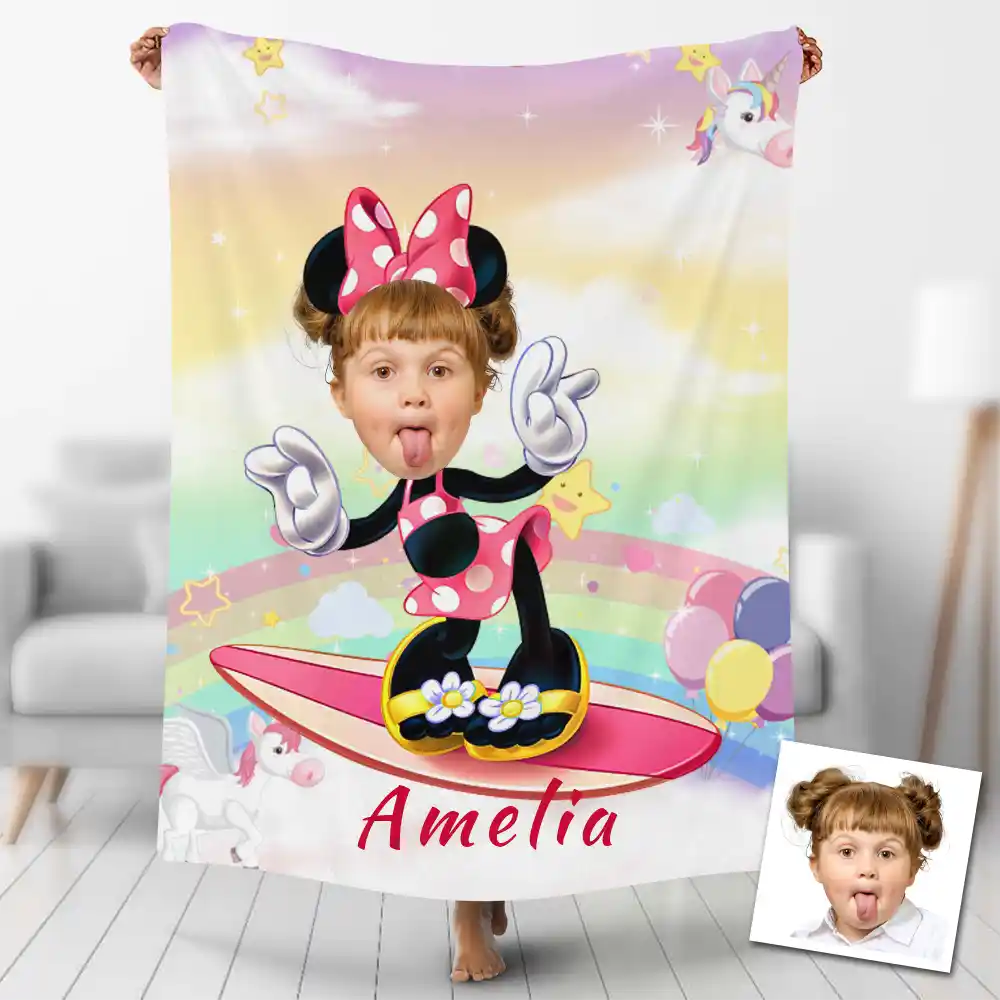 Custom Photo Blankets Personalized Photo Fleece Blanket Painting Style Blanket-Disney 24