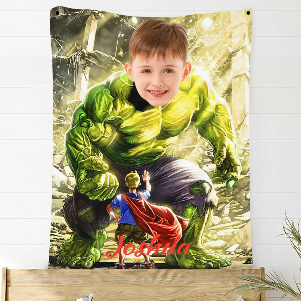 Custom Photo Blankets Personalized Photo Fleece Blanket Painting Style Blanket-The Incredible Hulk12