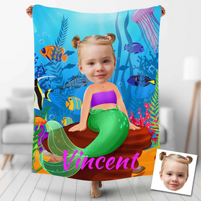 Custom Photo Blankets Personalized Photo Fleece Blanket Painting Style Blanket-Princess24