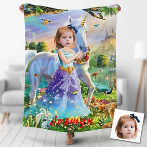 Custom Photo Blankets Personalized Photo Fleece Blanket Painting Style Blanket-Princess14