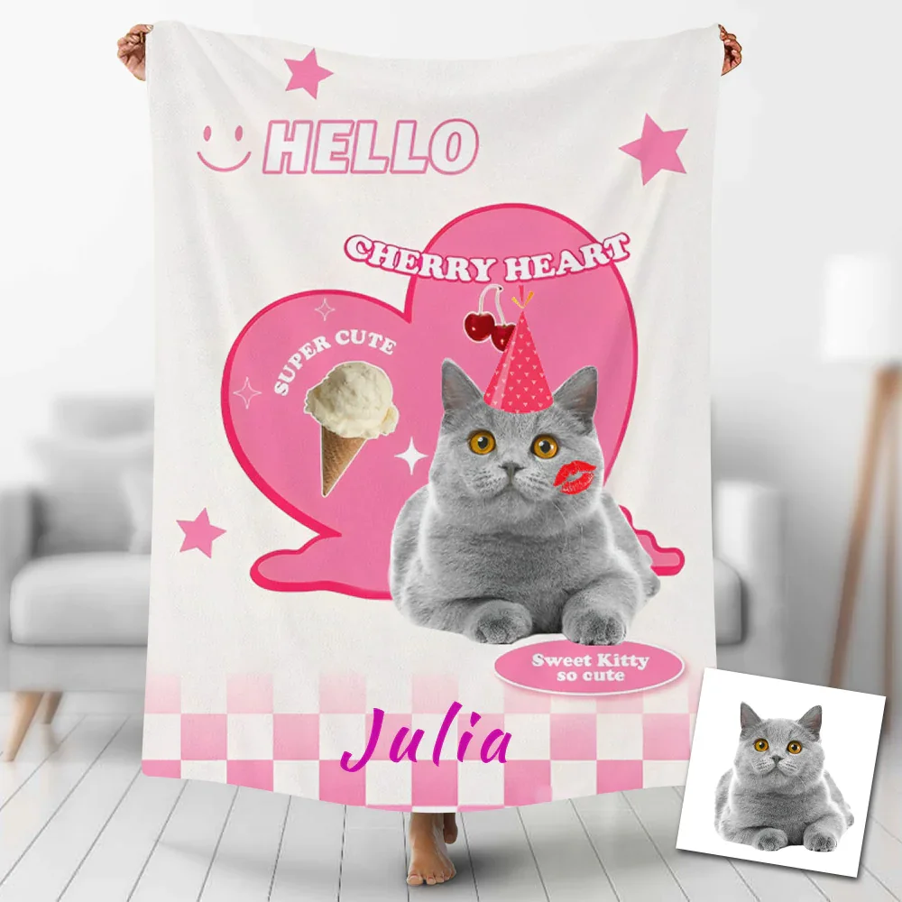 Custom Photo Blankets Personalized Photo Fleece Blanket Painting Style Blanket-For Pet 06