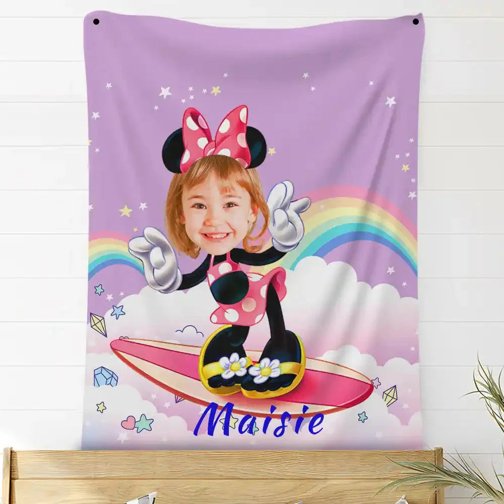 Custom Photo Blankets Personalized Photo Fleece Blanket Painting Style Blanket-Disney 23