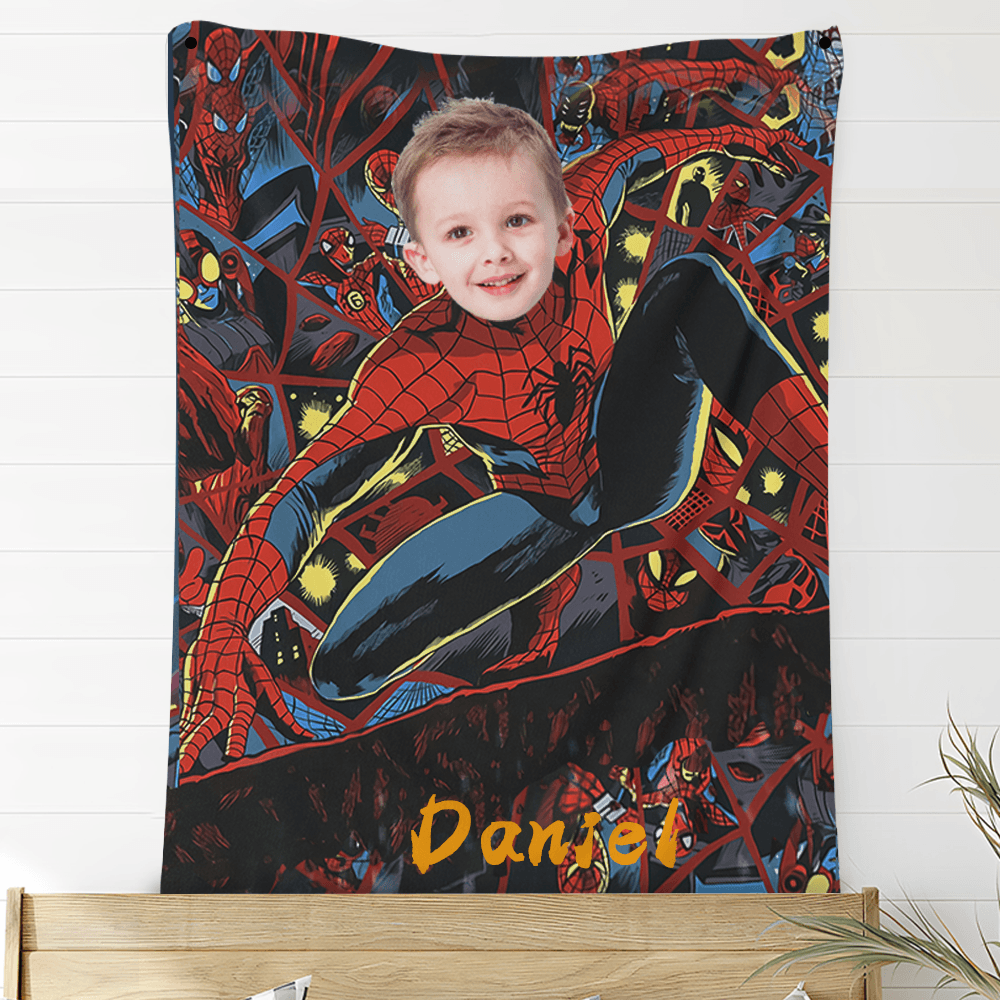 Custom Photo Blankets Personalized Photo Fleece Blanket Painting Style Blanket-Spideman13