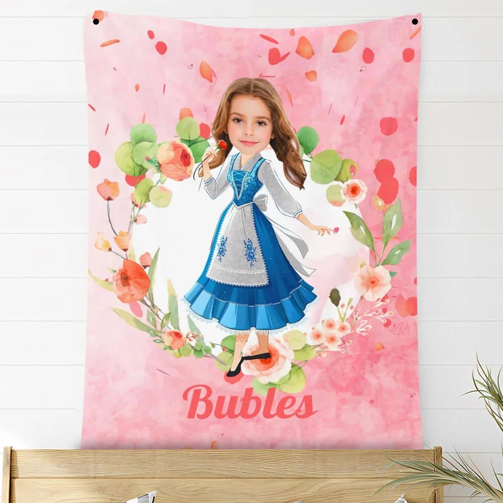Custom Photo Blankets Personalized Photo Fleece Blanket Painting Style Blanket-Princess26