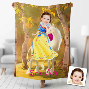 Custom Photo Blankets Personalized Photo Fleece Blanket Painting Style Blanket-Princess09