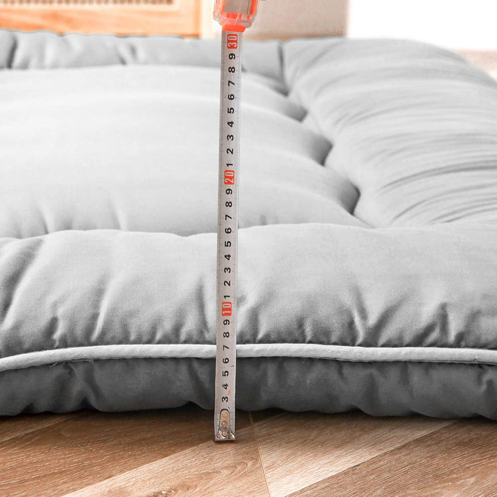 Grey Solid Colour Thickened Futon Floor Mattress Foldable Camping Portable Roll-up Mattress Sleeping Mat 01