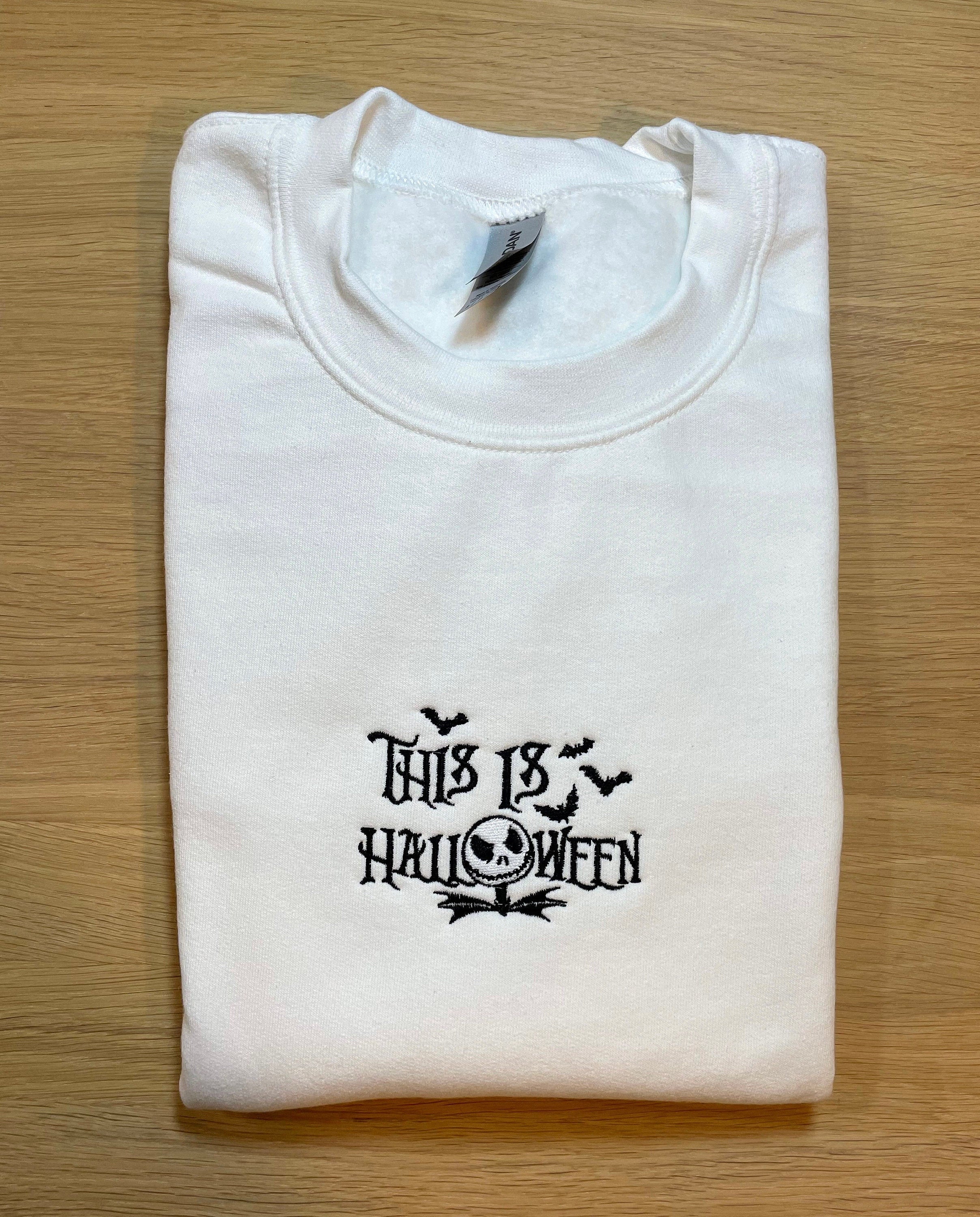 Cartoon Sweatshirt  Embroidered Halloween Sweatshirt SweaterJack Skellington Nightmare Before Christmas