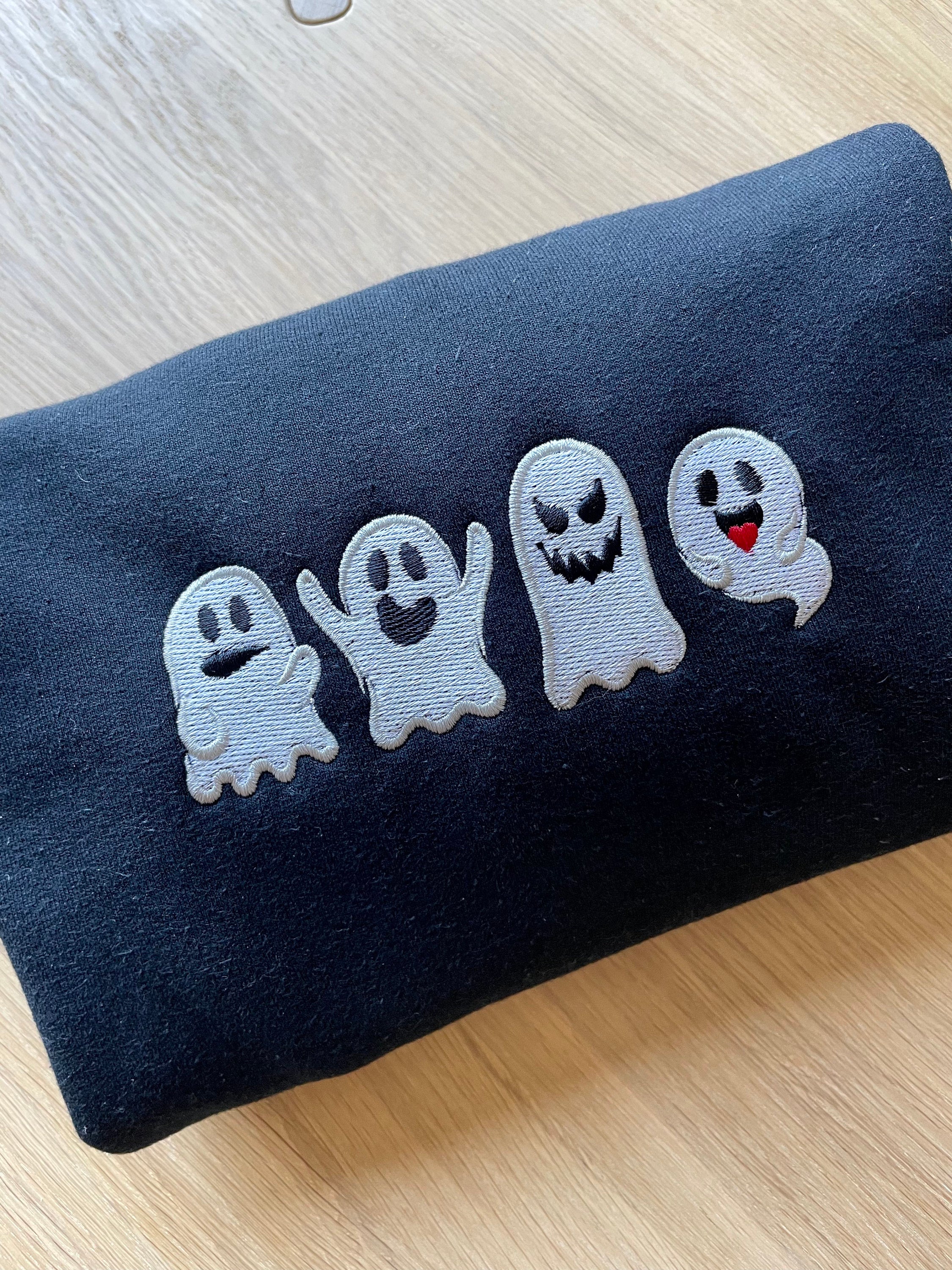 Cartoon Sweatshirt Embroidered Halloween Cute Ghost Sweatshirt