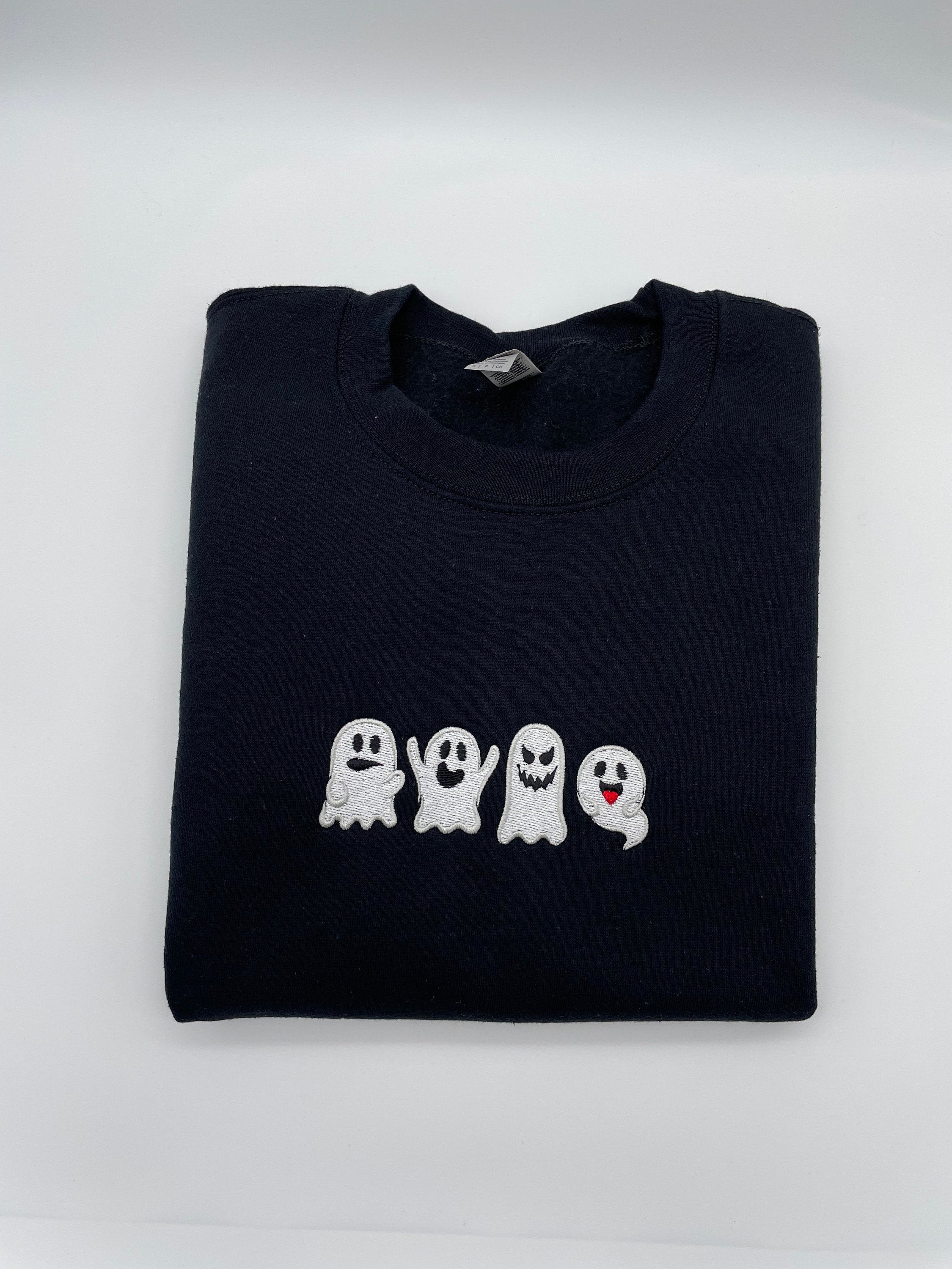 Cartoon Sweatshirt Embroidered Halloween Cute Ghost Sweatshirt