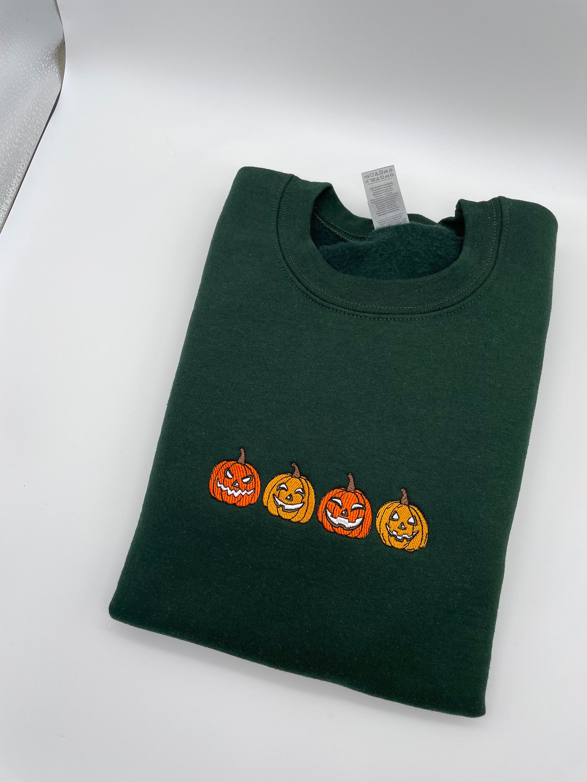 Cartoon Sweatshirt  Pumpkin Embroidered Crewneck Sweatshirt Halloween Sweatshirt Pumpkin Sweatshirt