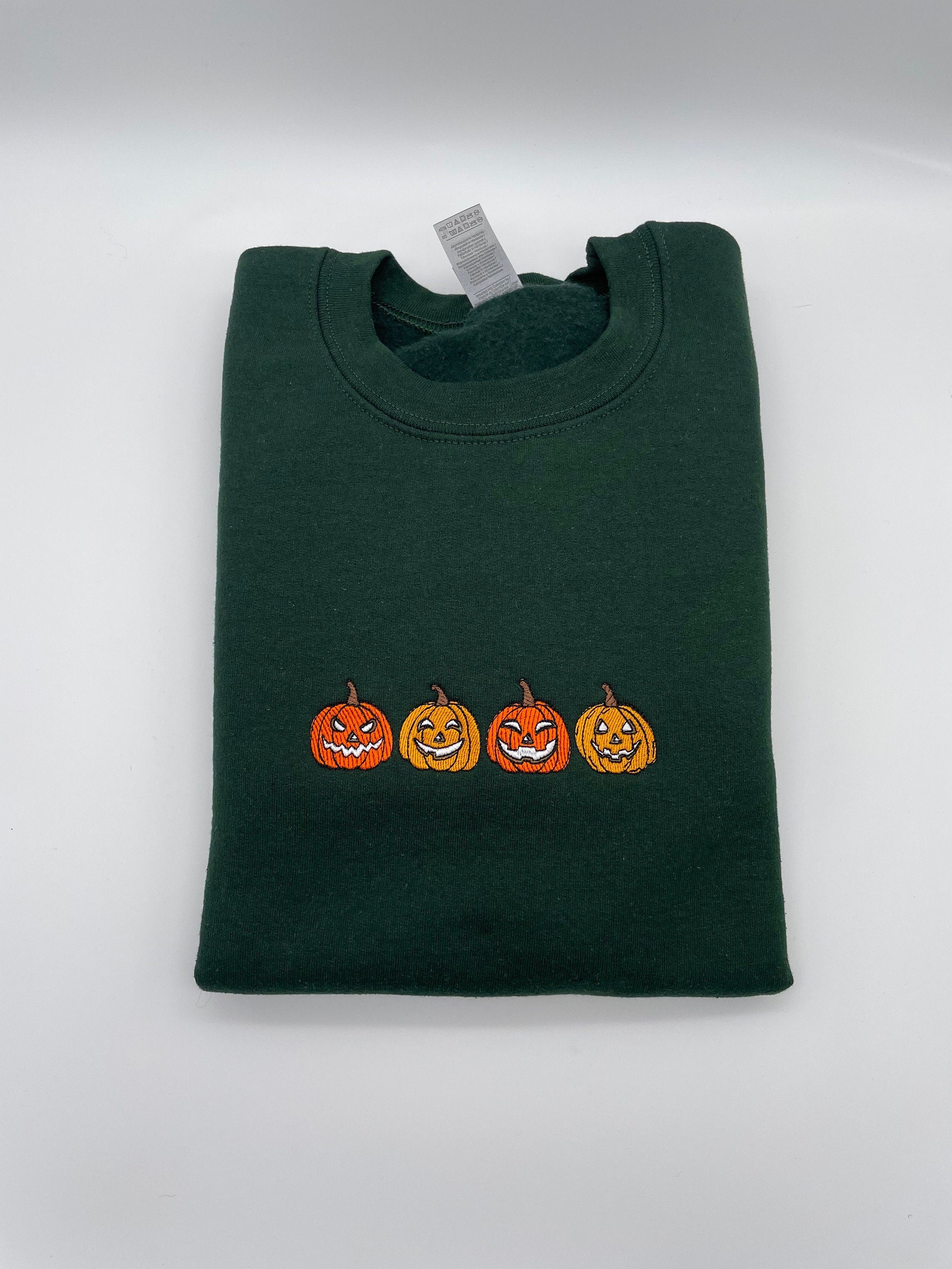 Cartoon Sweatshirt  Pumpkin Embroidered Crewneck Sweatshirt Halloween Sweatshirt Pumpkin Sweatshirt
