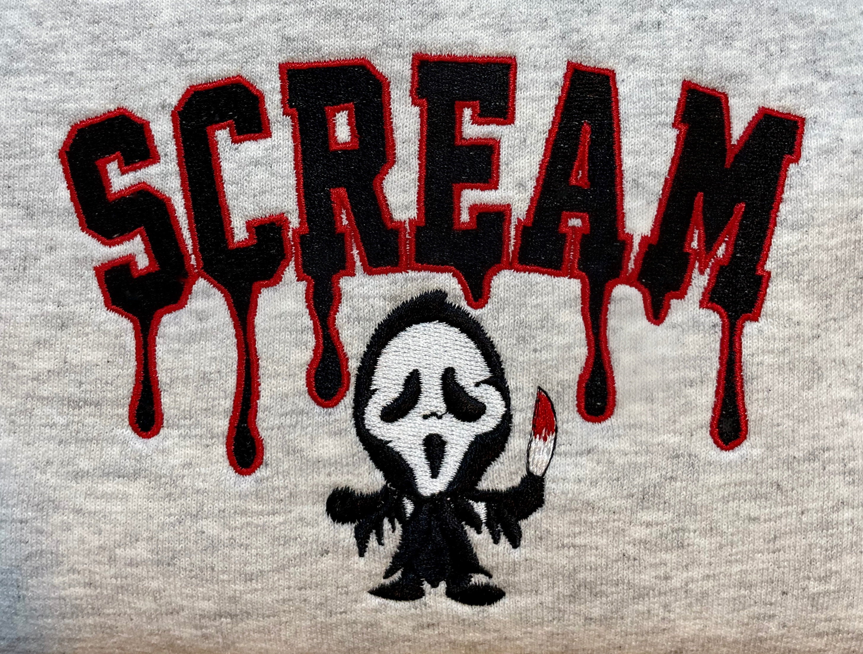 Cartoon Sweatshirt  Embroidered Scream Ghostface Horror Movie Halloween Unisex Sweatshirt