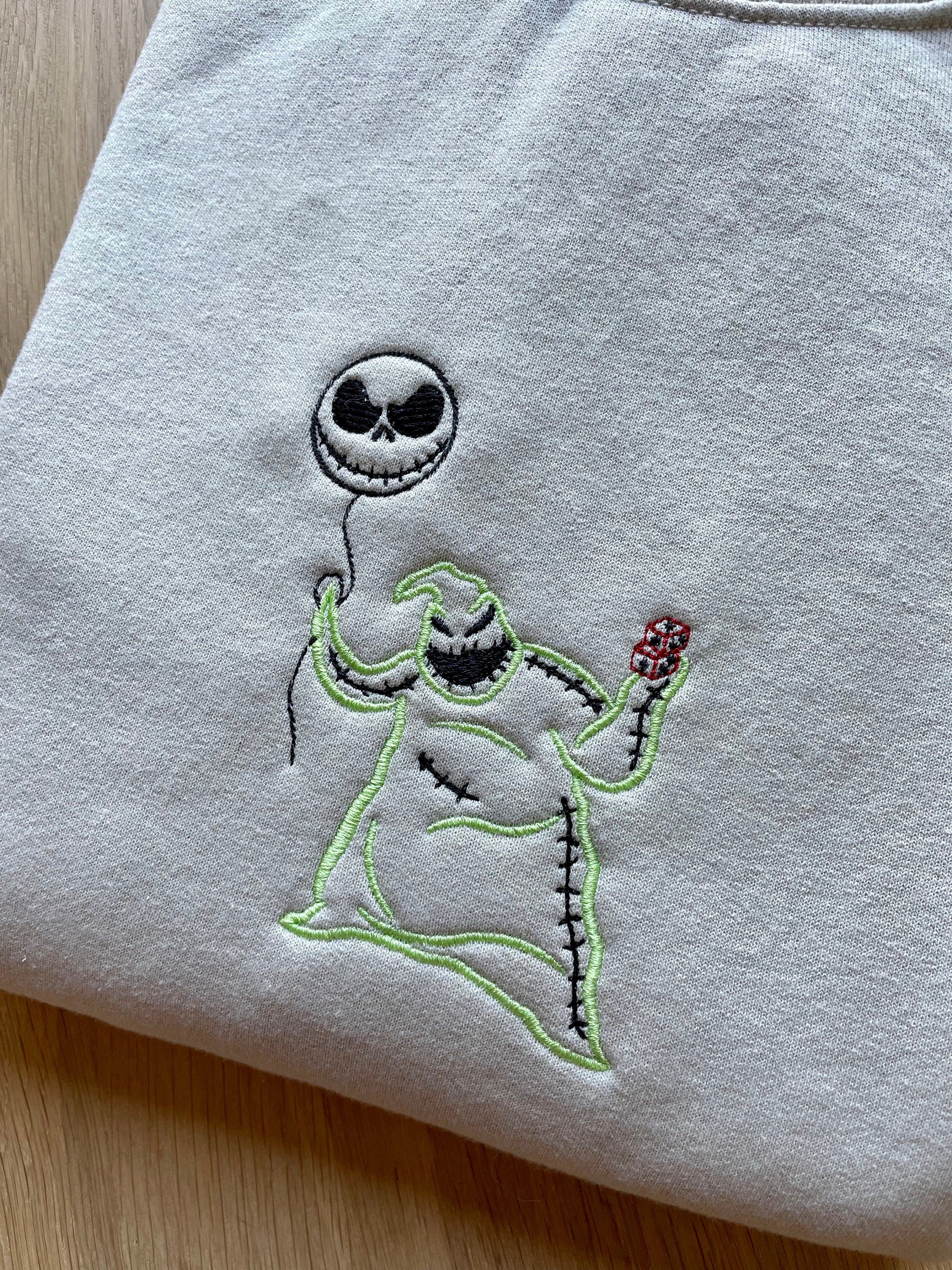 Cartoon Sweatshirt Embroidered Oogie Boogie Man Halloween Sweatshirt