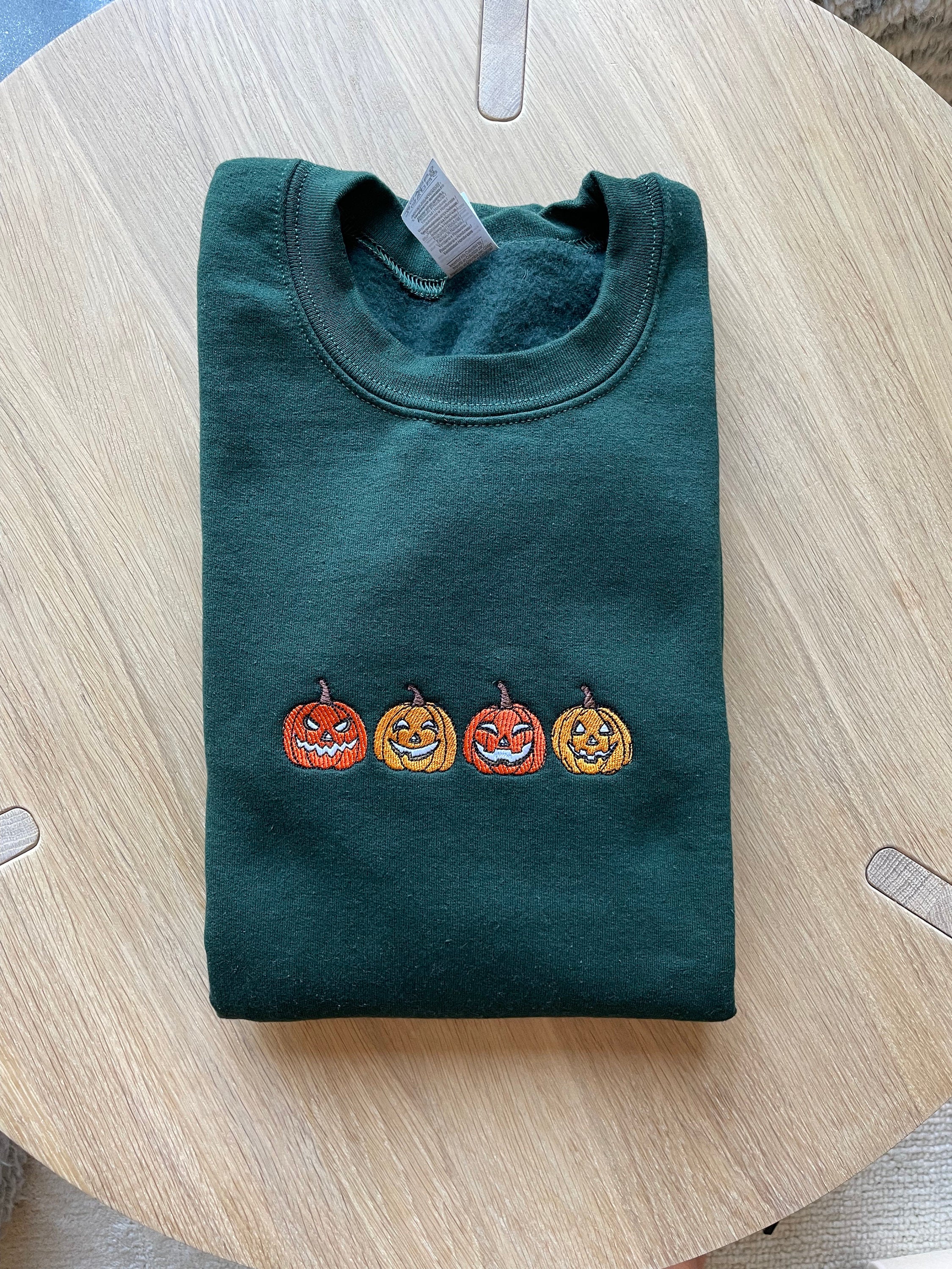 Cartoon Sweatshirt  Pumpkin Embroidered Crewneck Sweatshirt Halloween Sweatshirt Pumpkin Sweatshirt