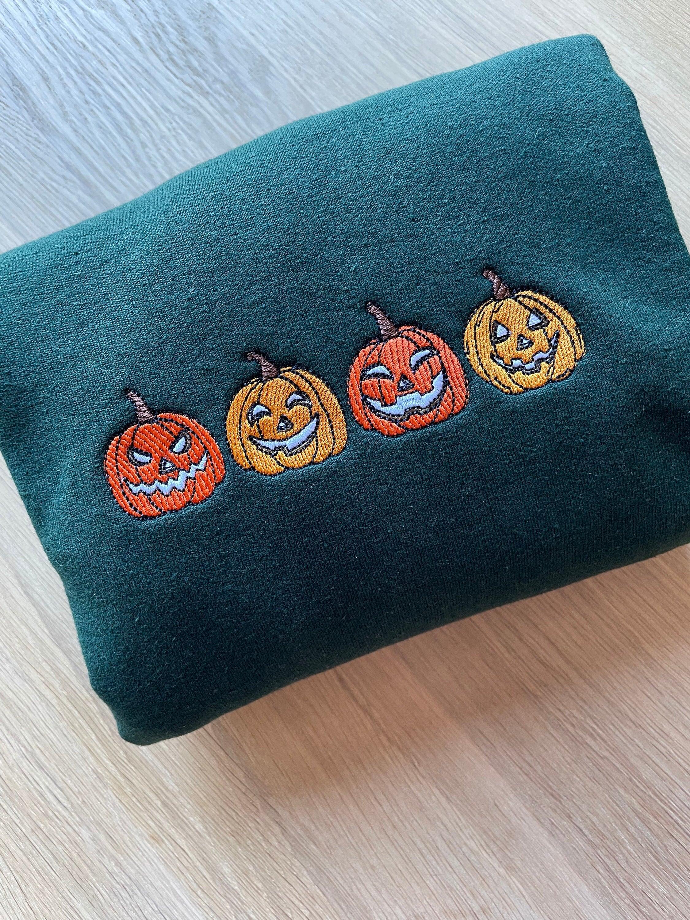 Cartoon Sweatshirt  Pumpkin Embroidered Crewneck Sweatshirt Halloween Sweatshirt Pumpkin Sweatshirt