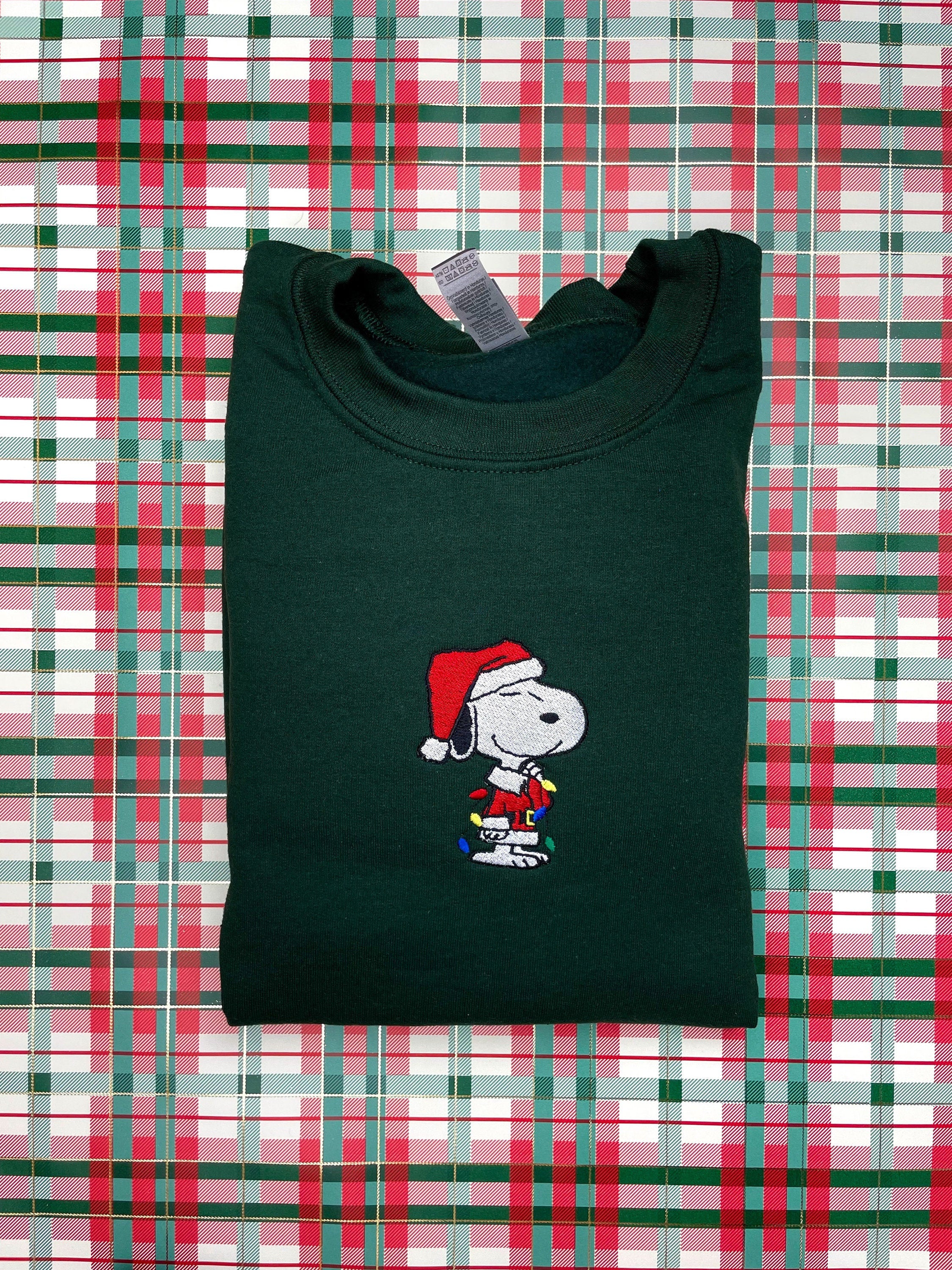Cartoon Sweatshirt Embroidered Christmas Sweatshirt Snoopy and Woodstock Peanuts Christmas Sweater