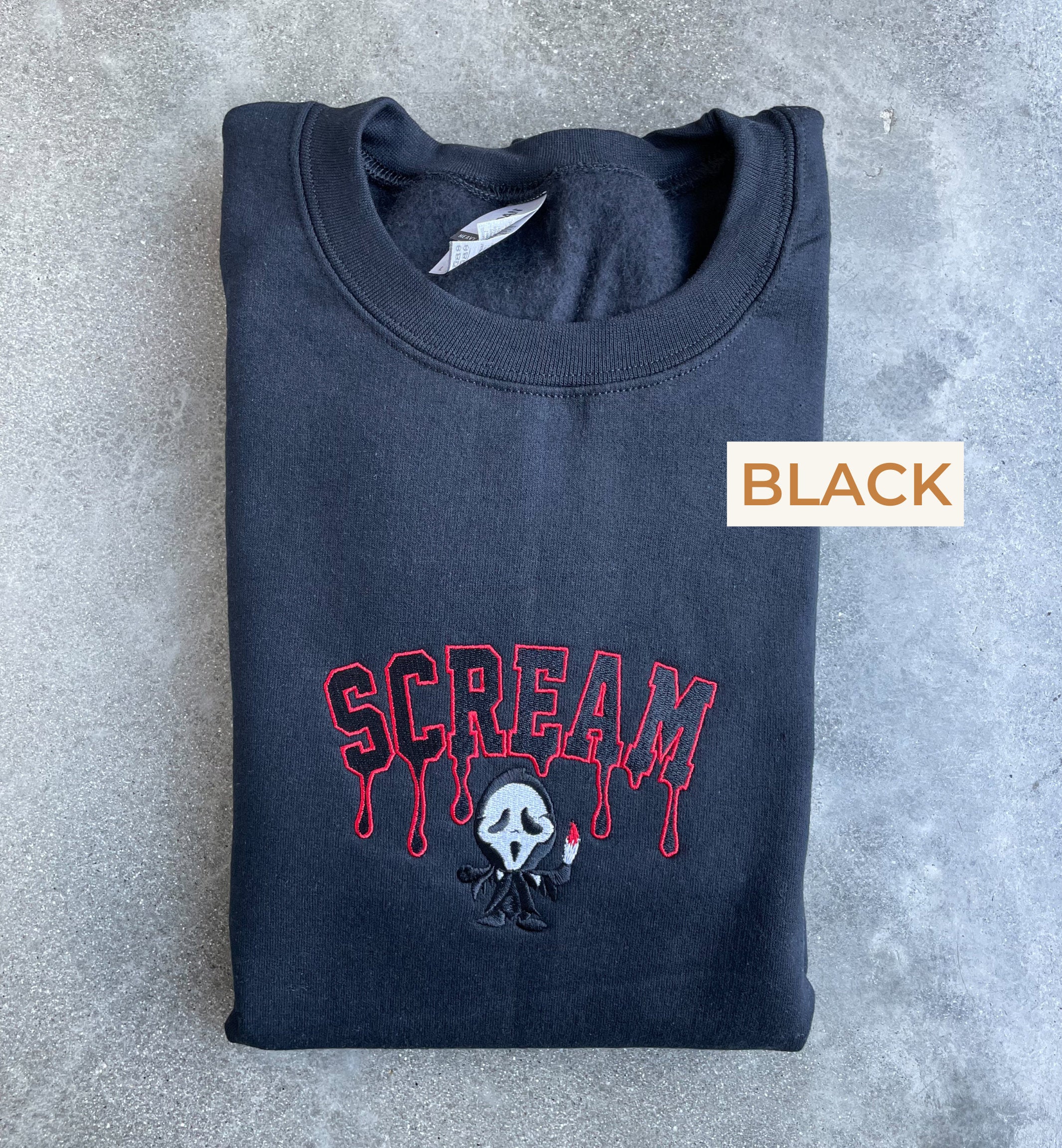 Cartoon Sweatshirt  Embroidered Scream Ghostface Horror Movie Halloween Unisex Sweatshirt