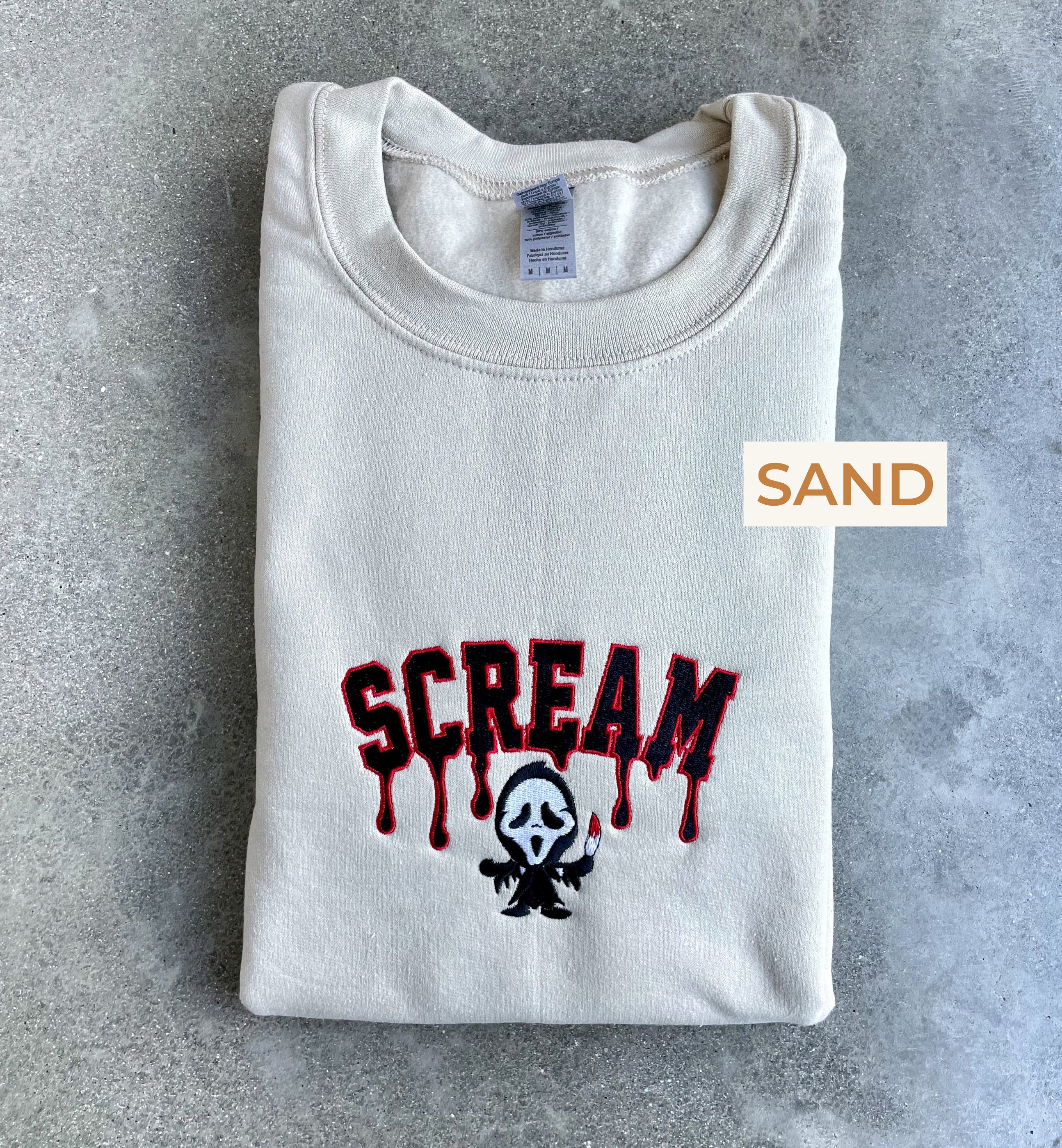 Cartoon Sweatshirt  Embroidered Scream Ghostface Horror Movie Halloween Unisex Sweatshirt