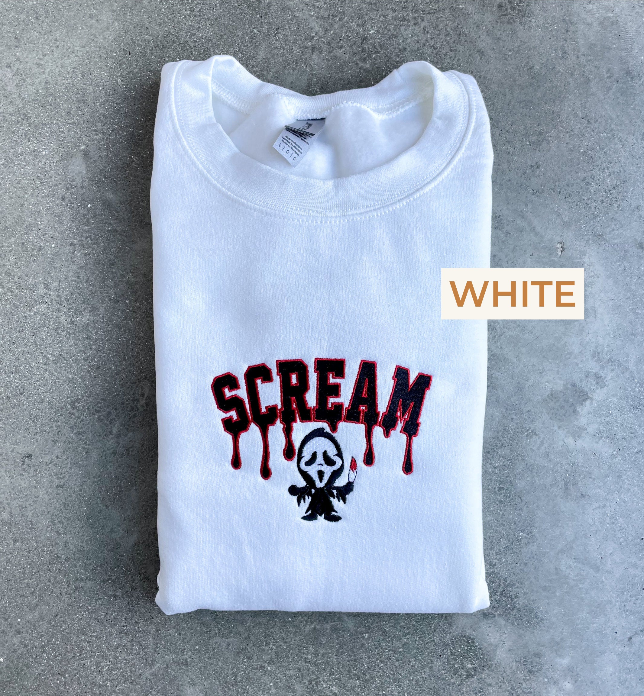 Cartoon Sweatshirt  Embroidered Scream Ghostface Horror Movie Halloween Unisex Sweatshirt