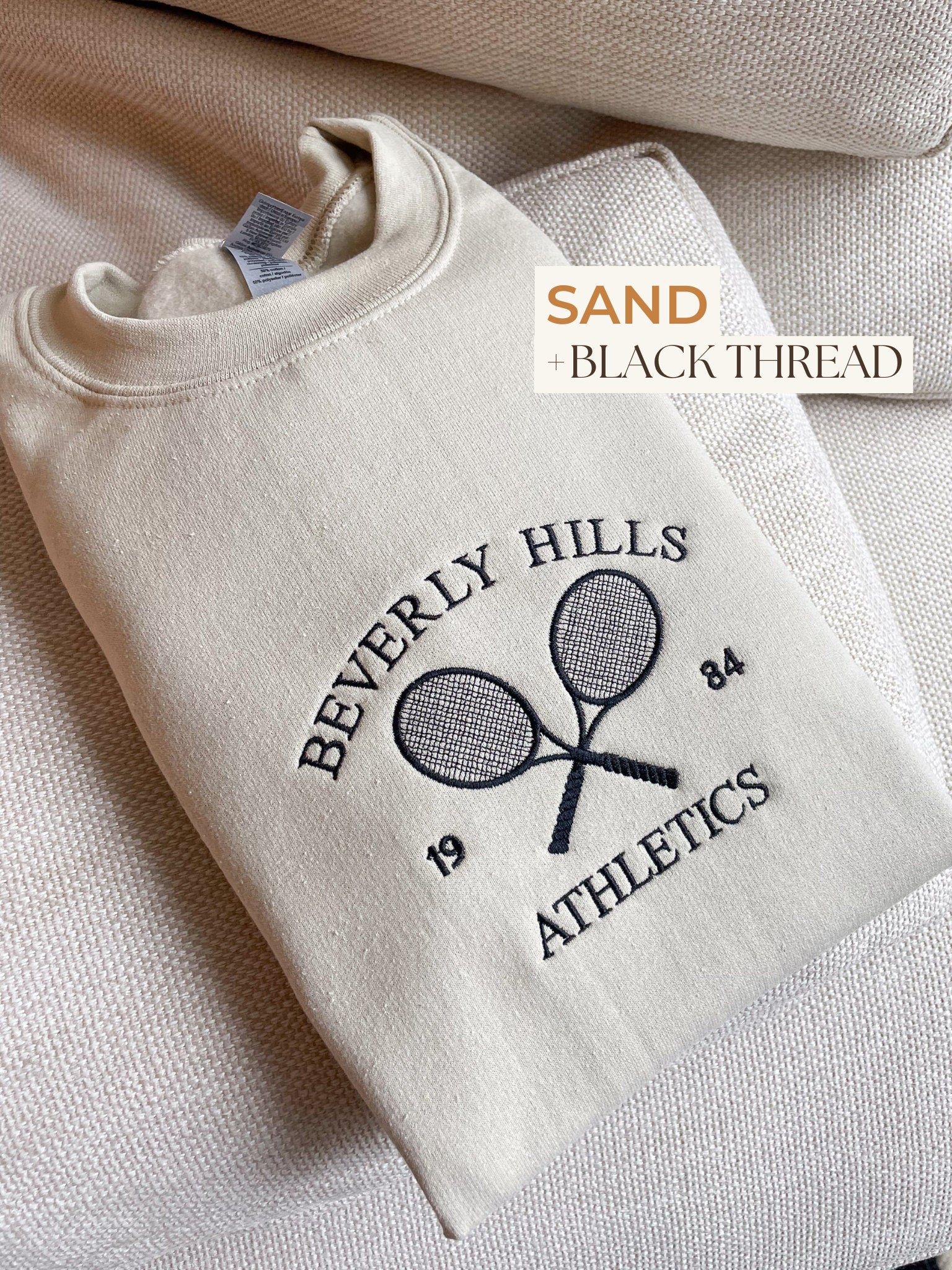 Cartoon Sweatshirt Beverly Hills Embroidered Sweatshirt Tennis Athletics Sweater