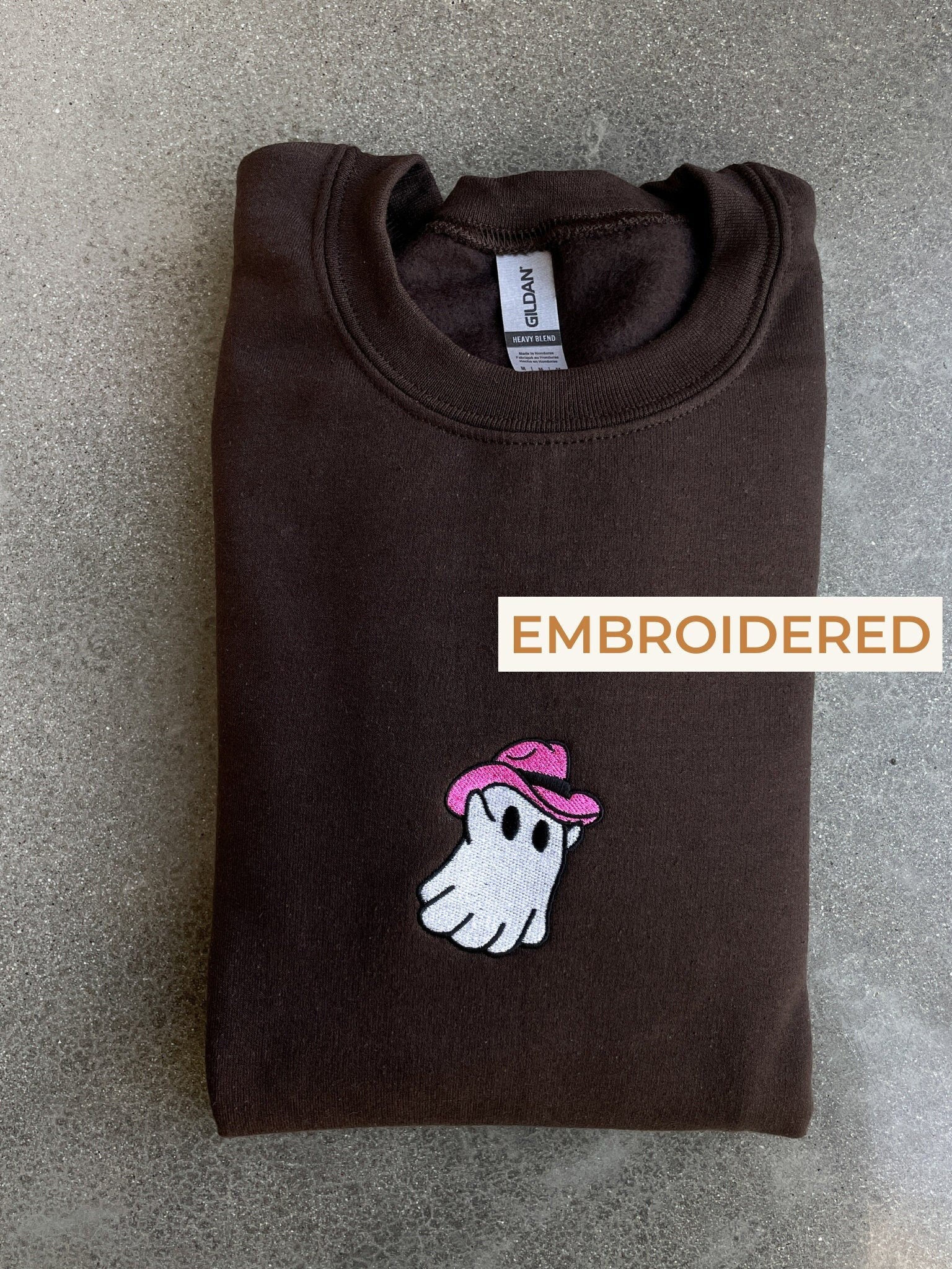 Cartoon Sweatshirt Embroidered Ghost Sweatshirt Halloween Crewneck