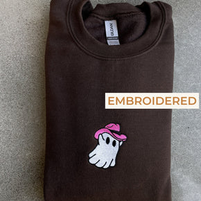 Cartoon Sweatshirt Embroidered Ghost Sweatshirt Halloween Crewneck