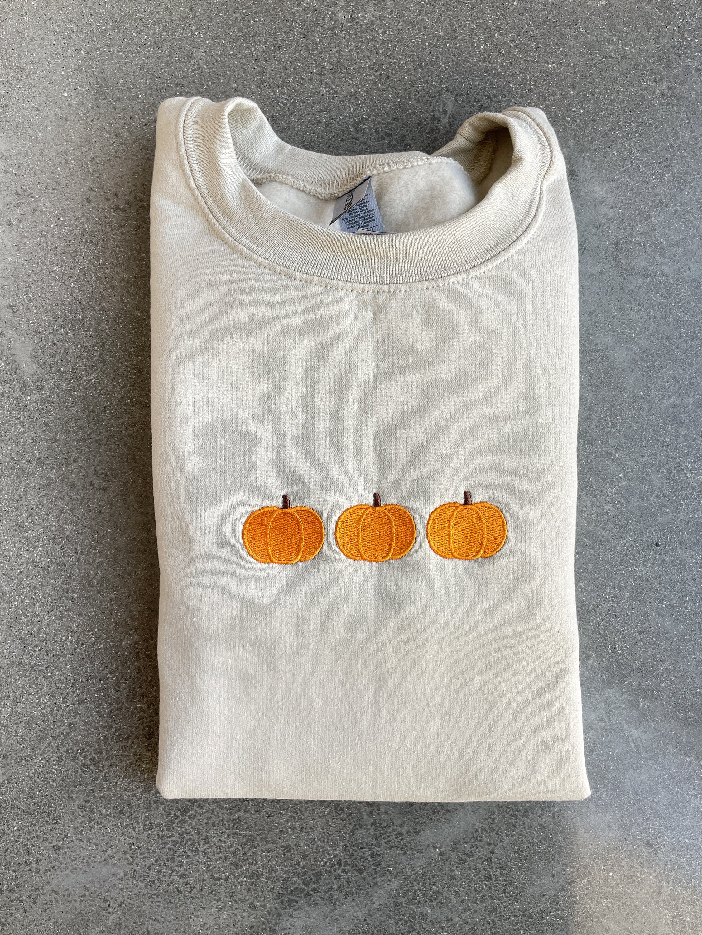 Cartoon Sweatshirt  Embroidered Pumpkin Sweatshirt Halloween Sweatshirt