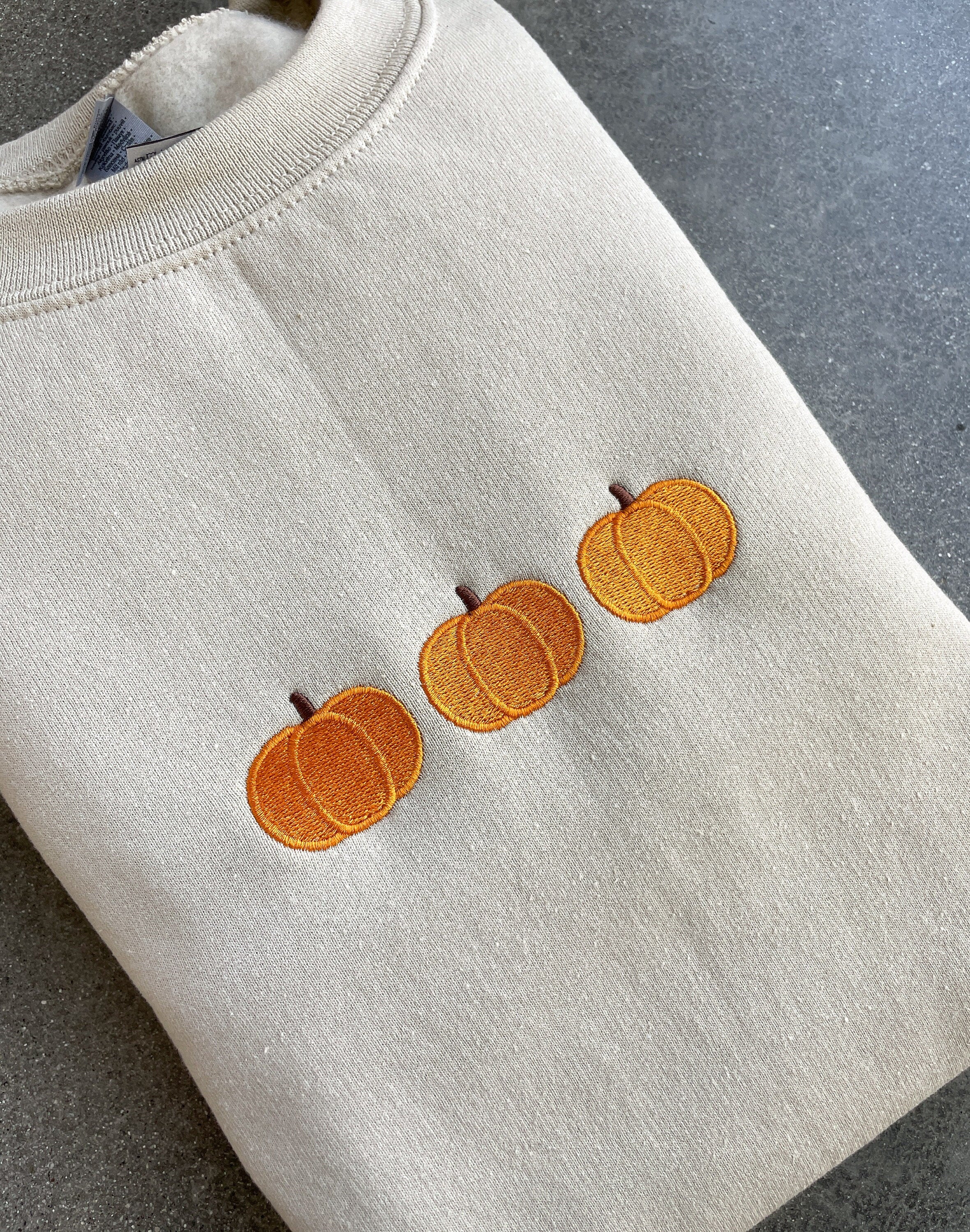 Cartoon Sweatshirt  Embroidered Pumpkin Sweatshirt Halloween Sweatshirt
