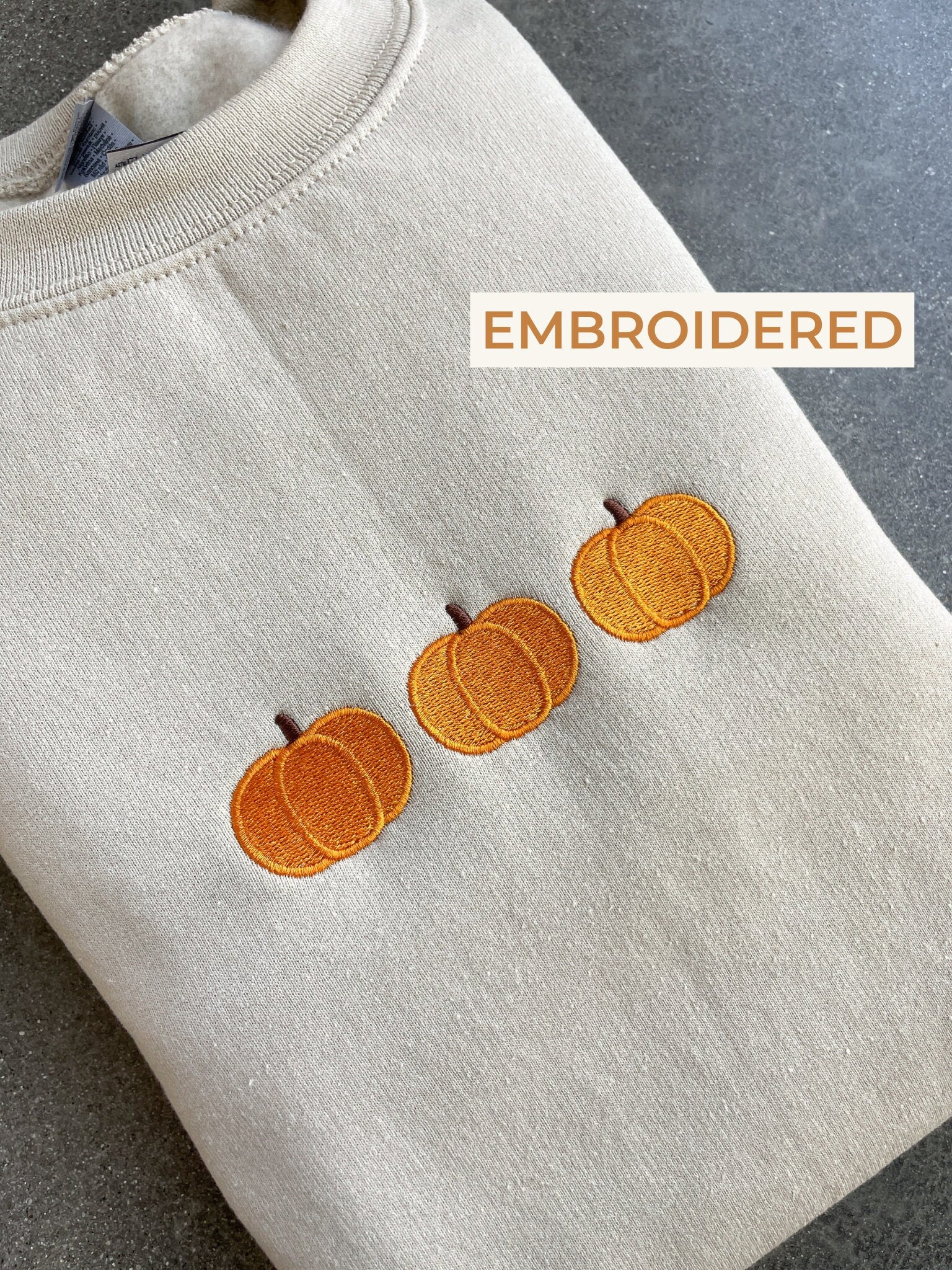 Cartoon Sweatshirt  Embroidered Pumpkin Sweatshirt Halloween Sweatshirt